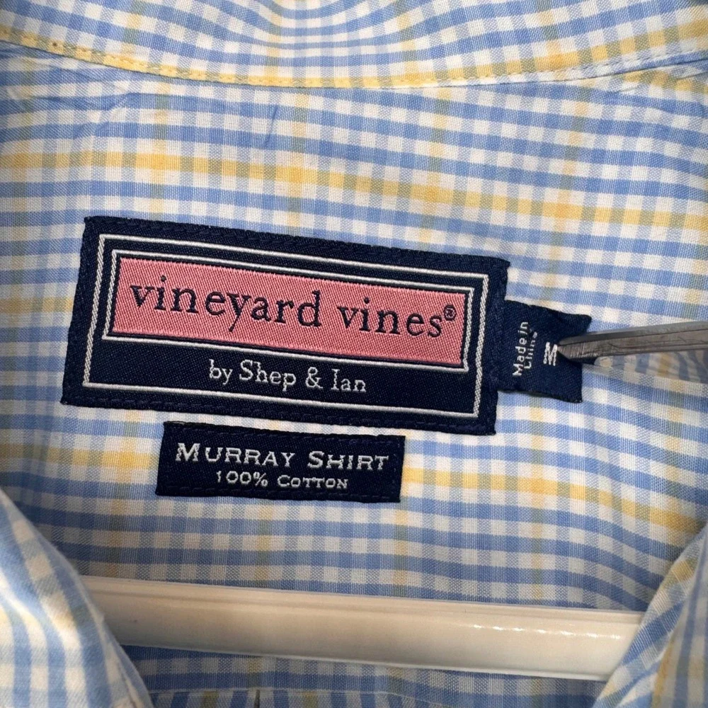 Vineyard Vines Murray Shirt Mens M Gingham Plaid Button Down 100 Cotton - Picture 2 of 7